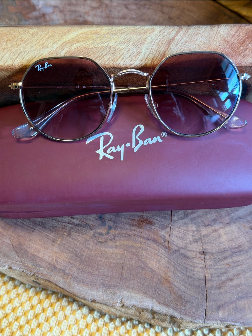 Ray-Ban Women’s or Juniors Rose Gold Frame Dark Violet Lens Sunglasses